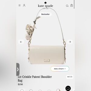 kate spade Cream Patent Leather Shoulder Bag with Floral Charm - Bestseller -